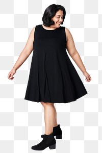 Plus size png black dress apparel mockup women&#39;s fashion