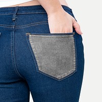 Png blue jeans pocket transparent mockup 