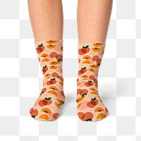 Png socks mockup with peach pattern