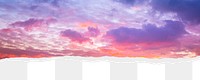 Aesthetic purple sky png border, torn paper design, transparent background