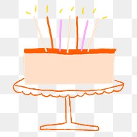 Birthday cake png doodle sticker, transparent background