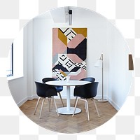 Modern dining room png badge, transparent background