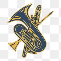 Png jazz music instruments sticker, transparent background