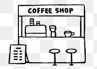 Coffee shop png sticker, doodle, transparent background