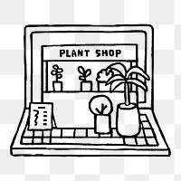 Png online plant shop sticker, doodle, transparent background