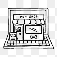 Png online pet shop sticker, doodle, transparent background