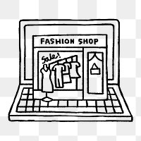 Png online fashion shop sticker, doodle, transparent background