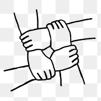 Unity hand png sticker, doodle, transparent background