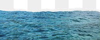 Blue sea water png border, torn paper design, transparent background