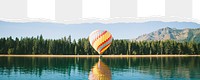 Hot air balloon png border, torn paper design, transparent background