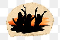 PNG Silhouette of a group of friends, collage element, transparent background