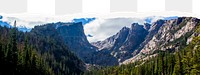 Png mountain border, torn paper collage, transparent background