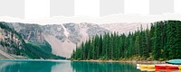 Png lake border, torn paper collage, transparent background