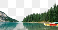 Png lake landscape border, transparent background