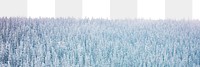 Snow covered png woodland border, nature image, transparent background