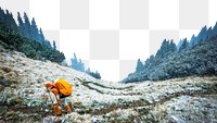 Mountain png border, hiking, transparent background