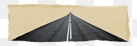 Asphalt road png border, torn paper design, transparent background