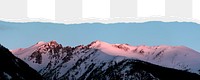 Aesthetic pink mountains png border, torn paper design, transparent background