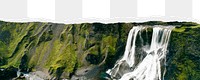 Waterfall view png border, torn paper design, transparent background