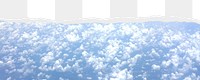 Blue cloudscape png border, torn paper design, transparent background