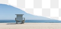 Beach lifeguard hut png border, torn paper design, transparent background