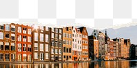 Amsterdam architecture png border, torn paper design, transparent background