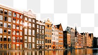 Amsterdam architecture png border, torn paper design, transparent background