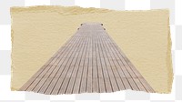 Wooden jetty png border, torn paper design, transparent background