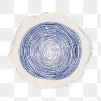 Blue spiral png sticker, ripped paper, transparent background