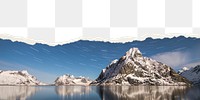 Norwegian landscape png border, torn paper design, transparent background