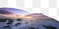 Aesthetic horizon png border, torn paper design, transparent background