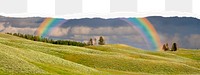 Png rainbow hills border, torn paper collage, transparent background