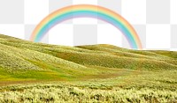 Png rainbow hills border, beautiful landscape, transparent background