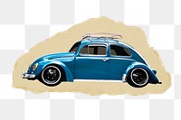 Classic car png sticker, ripped paper, transparent background