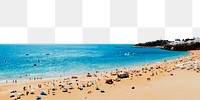 Crowded beach png border, Summer travel photo, transparent background