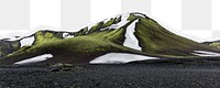 Icelandic wilderness png border, torn paper design, transparent background