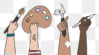 Artist hands png sticker, transparent background