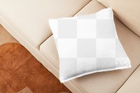 Cushion cover png mockup, transparent design