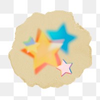 Aesthetic stars png sticker, ripped paper, transparent background