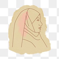 Muslim woman png sticker, ripped paper, transparent background