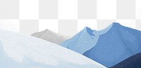 Snow mountains png border, transparent background