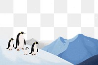 Arctic penguins png border, transparent background