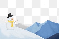 Winter snowman png border, transparent background