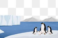 Arctic penguins png border, transparent background