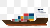 Cargo ship png sticker, transparent background