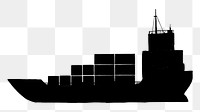 Cargo ship silhouette png sticker, transparent background