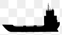 Cargo ship silhouette png sticker, transparent background