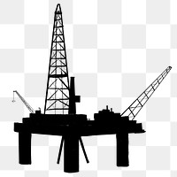 Oil rig silhouette png sticker, transparent background