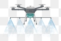 Watering drone png sticker, smart agriculture, transparent background