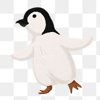 Baby penguin png sticker, watercolor animal illustration, transparent background